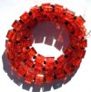 50 6x6mm Orange Crackle Cube Beads